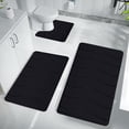thumbnail image 4 of Fridja 3pcs Bathroom Rugs Bath Mat Toilet Mats Soft Comfortable Non-Slip Bathroom Rug Set Bath Mats for Bathroom Machine Washable Bath Mat Bathroom Rug Sets, Black, 4 of 5