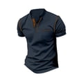 thumbnail image 3 of Mens Pullover Stand Collar Button Pocket Short Sleeve Top Sports Stand Collar Top/Shirt, 3 of 5