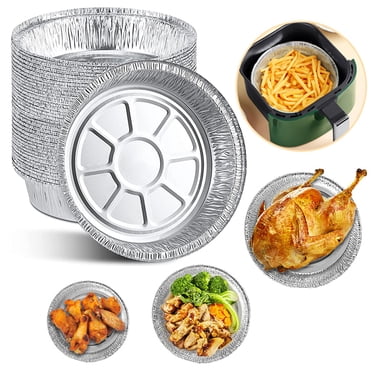 Amdohai 20 Pcs Assiettes Jetables en Papier D\'aluminium de 6 Pouces Rondes Moules à Tarte en Feuille d'Étain pour Friteuses à Air Pâtisserie Cuisson Rangement Rôtissage