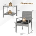 thumbnail image 3 of Gymax Ensemble de Mobilier de Patio 3 Pcs Chaises de Porche en Rotin PE avec Table à 2 Niveaux Noir, 3 of 10