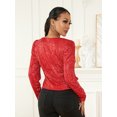 thumbnail image 2 of Kmbangi Women Sequined Jacket, Long Sleeve Open Front Fall Ladies Cardigan for Club Party, 2 of 9