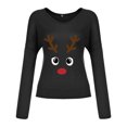thumbnail image 3 of Mode Femme Décontractée Imprimé Col en V Ample Manches Longues T-shirt Haut Blouse Chandail, 3 of 9