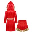 thumbnail image 3 of Fldy Kids Boys Boxing Uniform Set 2Pcs Boxing Robe And MMA Shorts Boxer Costume Halloween Outfit Red Gold 14, 3 of 4