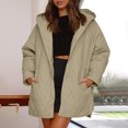 thumbnail image 1 of Veste en Coton à Poches à Carreaux Diamant Couleur Unie pour Femmes Veste en Coton à Boutons Veste Décontractée à Manches Longues avec Capuche, 1 of 1