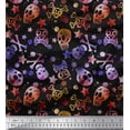thumbnail image 1 of Soimoi Modal Satin Fabric Star,Crossbones & Skull Halloween Print Fabric by The Yard 42 Inch Wide, 1 of 3