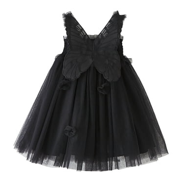 PMVFHDE Robes de Demoiselle d'Honneur pour Fillette, Robe Sans Manches à Bretelles pour Tout-Petites, Robes de Fête Dansante, Vêtements, Noir, 12-18 Mois