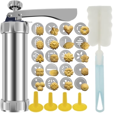 Cookie Press Kit DIY Cookie Press Decorating Kit Detachable Cookie Decorating Press with 4 Icing Nozzles and 20 Cookie Molds Reusable Dessert Decorating Syringe Set Cookie Maker Press