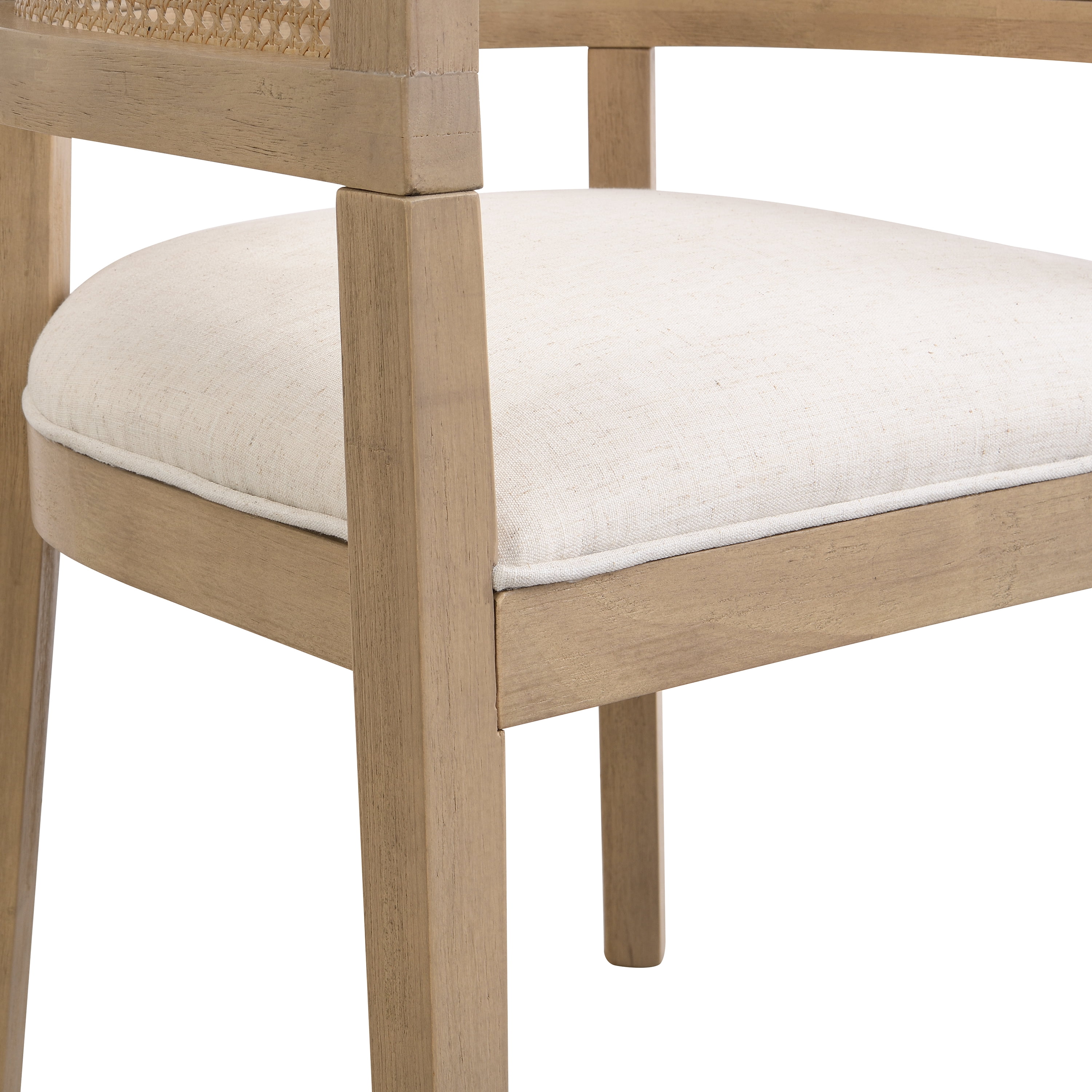 Ensemble de 2 chaises de salle à manger Noble House, dossier rond en rotin, beige et naturel Frêne