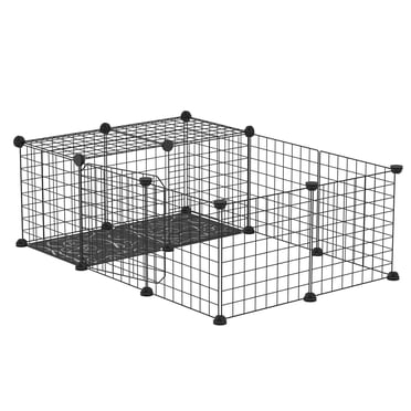 PawHut Pet Playpen Small Animal Cage with 16 Panels, Metal Wire Fence