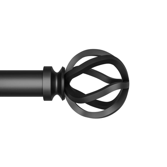 Better Homes & Gardens 1" Matte Black Cage Adjustable Single Curtain Rod Set 42"-120"