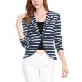 thumbnail image 1 of INSPIRE CHIC Women's Notched Lapel Button Decor Thin Striped Blazer XL Blue, 1 of 8