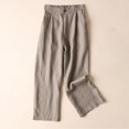 thumbnail image 2 of Timegard Womens Lounge Pants Wide Leg Cotton Linen Elastic Waisted Button Loose 3/4 Pants with Pockets, 2 of 6
