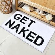 DUIDY Get Naked Bath Mats Non Slip (16\u201dx24\u201d) Microfiber Absorbent Cute Bath Rugs Funny Bathroom Decor for Apartment Bath mat for Tub and Shower Machine Washable White