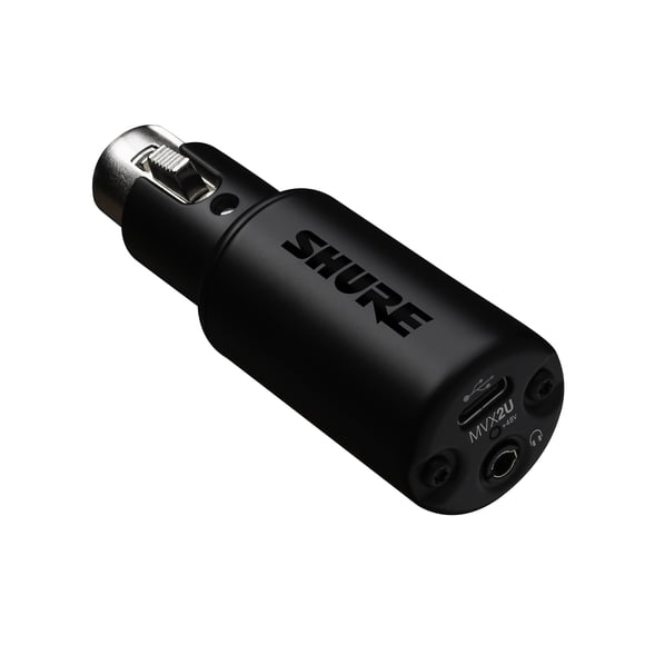 Shure Mvx2U Xlr-To-Usb Digital Interface With Headphone Jack Integrated Pre-Amp With 60Db Gain Control Zero-Latency Monitoring 48V Phantom Power Shureplus Desktop App 1M Usb-C Cable