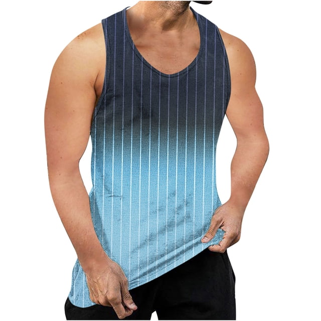 WAENQINLA Débardeurs pour Hommes Plage Musculation T-Shirts Sans Manches Amples à Rayures T-Shirts Graphiques Course Stringer Débardeurs pour Hommes Débardeurs pour Hommes à Moins de 5 $