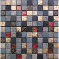 thumbnail image 1 of Intrend Tile 1 x 1 Pierre d'Or Royale et Verre Carré Gris-Noir-Brun et Or avec Accent Rouge, 1 of 1
