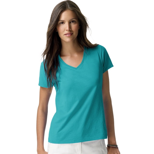 Hanes T-Shirt à Col en V Nano-T pour Femmes, m, Sarcelle