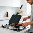 thumbnail image 4 of Non-Stick Double-Sided Grill Press, Hinged Sandwich Maker Stovetop Griddle with Heat-Proof Handle for Breakfast Burger, Portable Kitchen Cookware for Gas Stove Induction Cooktop, 4 of 7