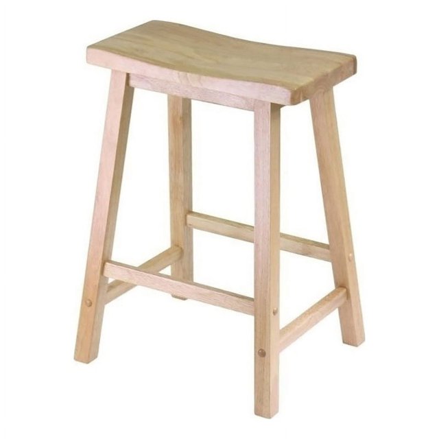 Bowery Hill 24" Transitional Wood Saddle Seat Counter Stool in Natural