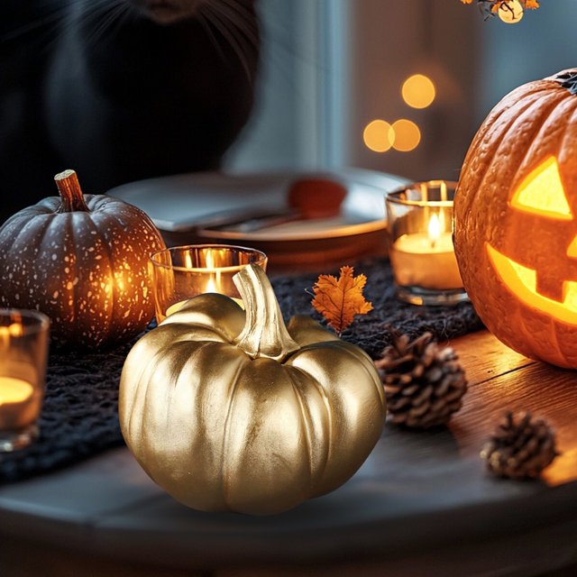 Set Of Four Gold Plated Brass Pumpkins In Shapes High End Thanksgiving And Fall Table Centerpieces For Luxurious Home Decor