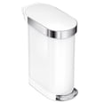 thumbnail image 1 of Simplehuman 45 Liter / 12 Gallon Slim Kitchen Step Trash Can with Liner Rim, White Stainless Steel, 1 of 8