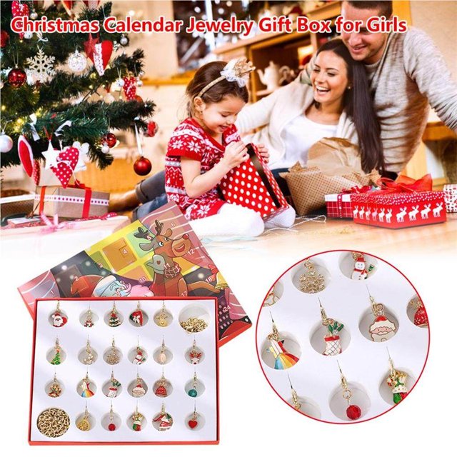 kurtrusly Christmas Advent Calendar Gift Set Bracelet Necklace Accessory Set for Hanging Christmas Decorations