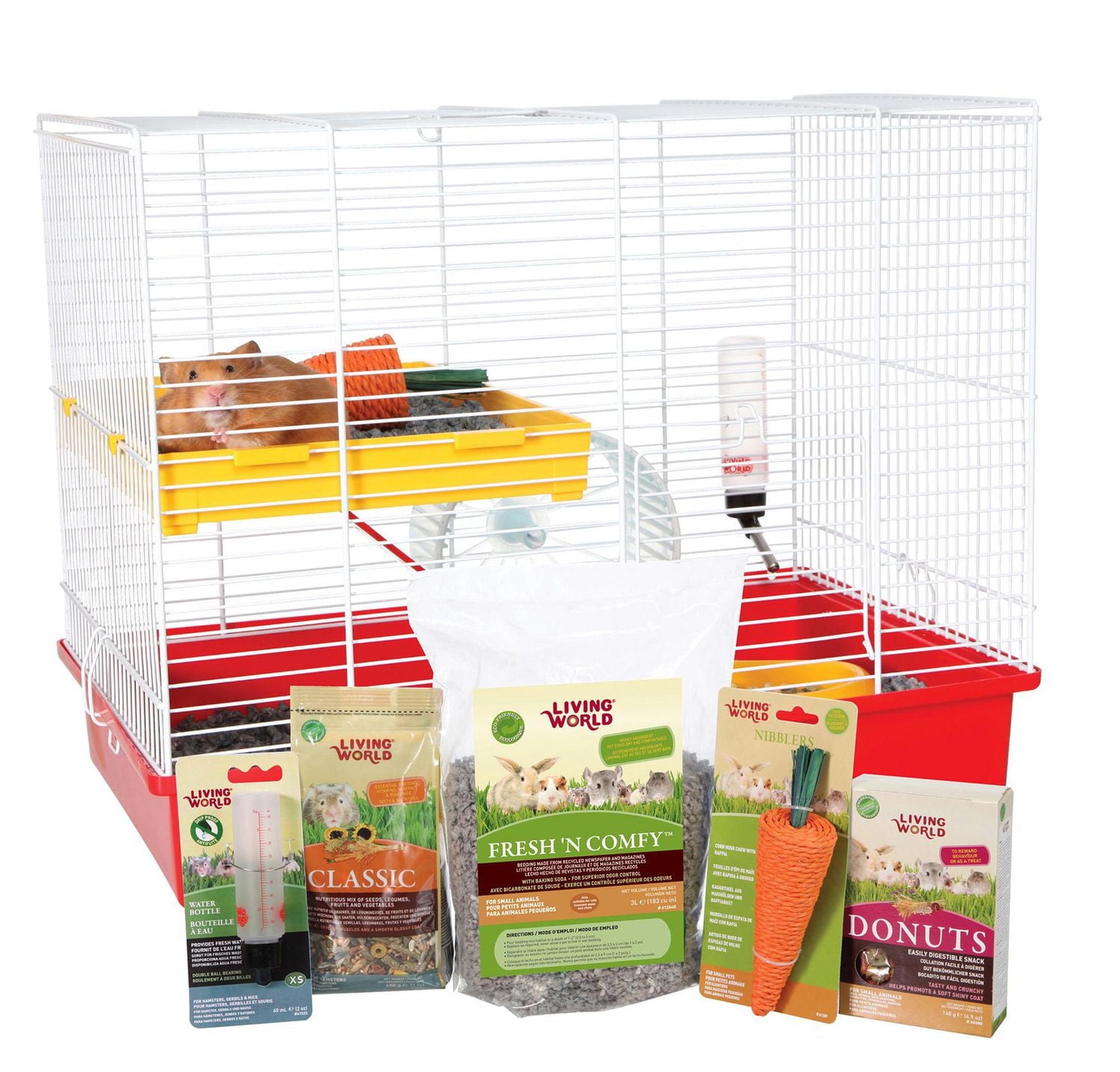 Kit de démarrage pour cage à hamster et literie Living World Deluxe - 46 cm L X 29 cm L X 37 cm H (18 po x 11,4 po x 14,5 po)