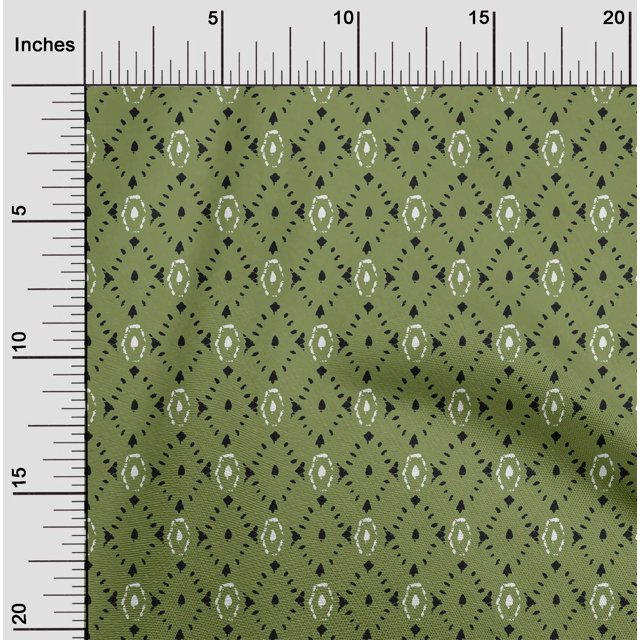 oneOone Cotton Cambric Fabric Geometric Block Printed Fabric 1 Yard 56 Inch Wide