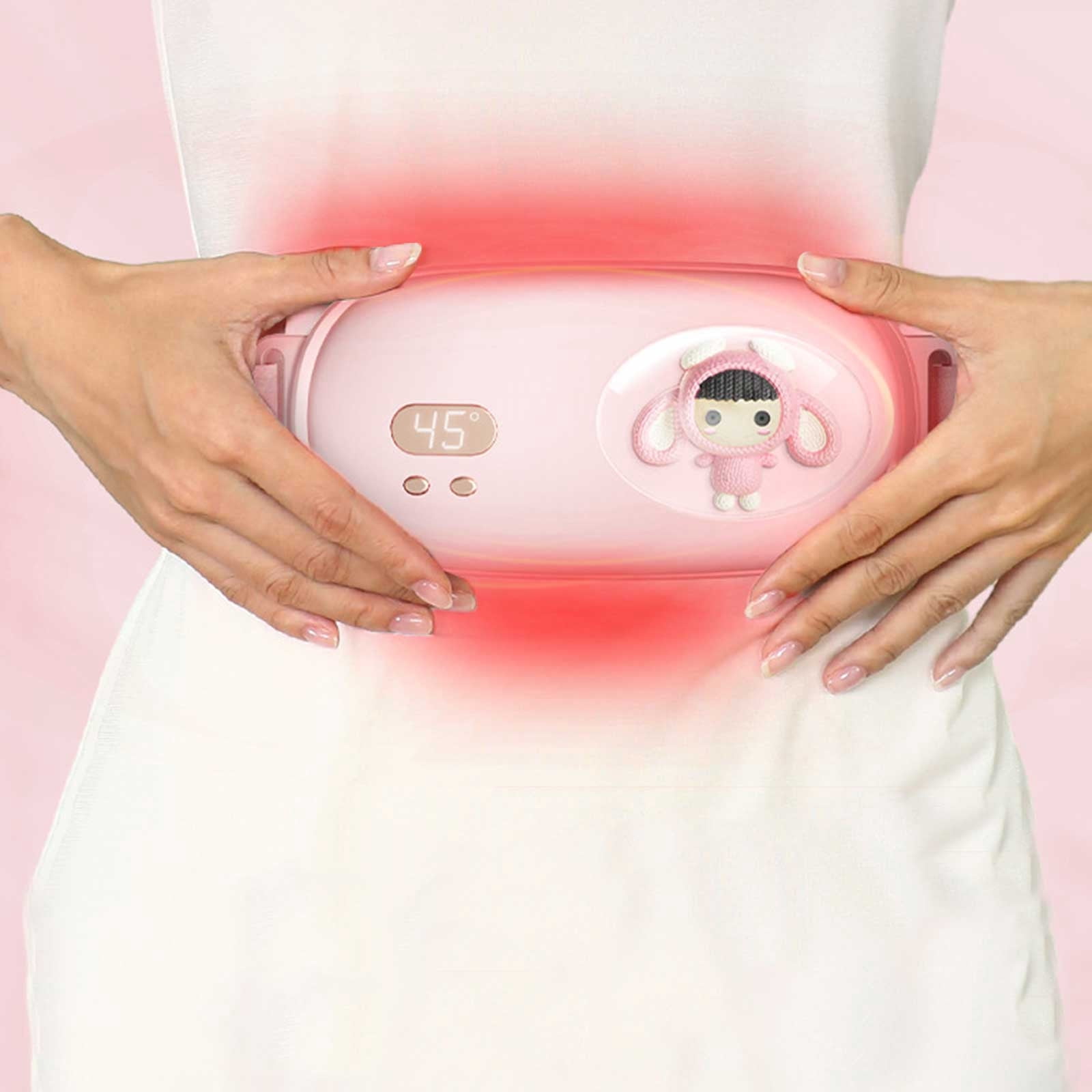 Suncoda Portable Heating Pad, Portable Heating Pad Heating Pad for Back with 3 Heat and 3 Vibration Massage Modes Portable Fast Heating Belly Wrap Belt for Women