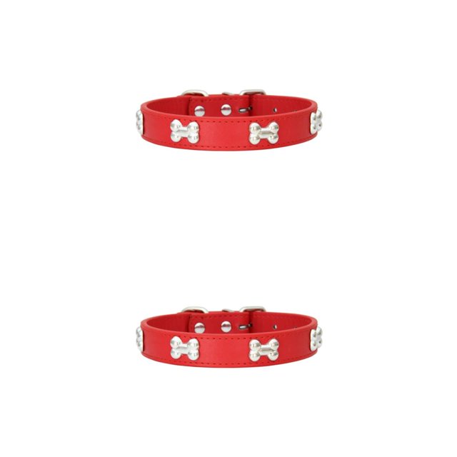 Maytalsory Comfortable Wear Cat Collar In Multiple Sizes With Stylish PU PU Cat Collar Dogs Collars red 2.5*50cm 2Set