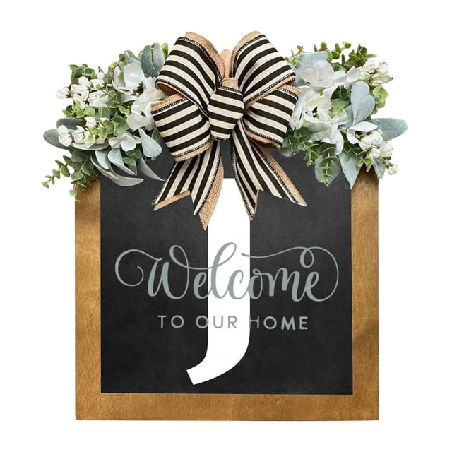 RXIRUCGD Last Name Year Round Front Door Wreath Decorative Hanging Plaques In Front Of The Door