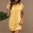 thumbnail image 1 of Ovzne Robes pour Femmes 2025 Robe d'Été Robe Décontractée pour Femme Couleur Unie Col Rond Manches Courtes Robe Décontractée Robe d'Été Manches Courtes Liquidation, 1 of 7