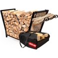 thumbnail image 1 of Firewood Rack Outdoor and Indoor Firewood Storage with Kindling Wood Hooks.in Double Coated Fire Wood Rack Rustproof Stable Log Holder and Fireplace Decor Organizer, 1 of 6