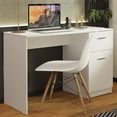 thumbnail image 1 of Madesa Compact Computer Desk Study Table for Small Spaces Home Office 43 Inch Student Laptop PC Writing Desks with Storage and Drawer, Modern Ergonomic Gaming  Workstation - White, 1 of 5