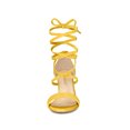 thumbnail image 2 of BLISSFUL STEP Sandales à Talon Bloc à Lacets à Brides en Faux Velours pour Femme Jaune (Taille 8,5), 2 of 8