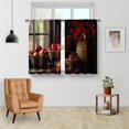 thumbnail image 2 of Farmhouse Apple Fruit Kitchen Curtains - Art Small Short Cafe Curtains Country Rustic Retro Vintage Flower Tier Curtains Decor for Living Dining Room Rod Pocket Window Drapes 2 Panels 28"x36", 2 of 5