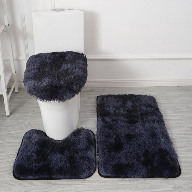 Tie-Dye Bathroom Rug Set Non-Slip Toilet Lid Cover Mat Absorbent Microfiber Floor Decor 3-Piece Shaggy