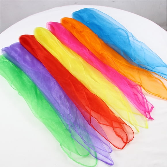 YAOBAMM Lady Gauze Kerchief 2 Pcs Women Kerchief Smooth Satin See through Solid Color Mesh Adjustable Lightweight Soft Square Dance Accessories