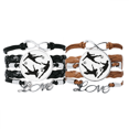 thumbnail image 1 of Surround Soccer Football Outlines Sports Bracelet Hand Strap Leather Rope Wristband Double Set, 1 of 3