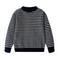 thumbnail image 1 of Tricot Rayé Chaud pour Bébé Garçons Filles Automne Hiver Tenues Marine, 1 of 4