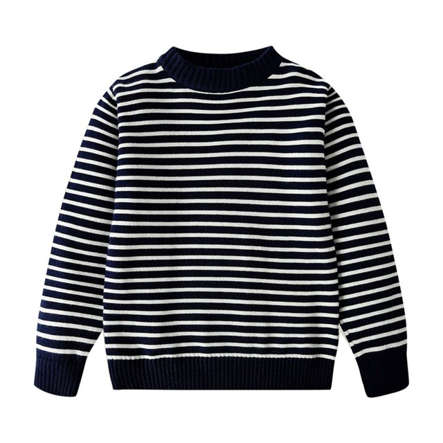 Tricot Rayé Chaud pour Bébé Garçons Filles Automne Hiver Tenues Marine