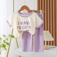 thumbnail image 1 of TopLLC Ensembles de Blouses et Chemises à Manches Courtes Col Rond Mode Décontractée pour Filles Hauts à Manches Courtes Col Rond Boutonné Imprimé Ensembles de Pantalons Courts Ensemble Fille, 1 of 7