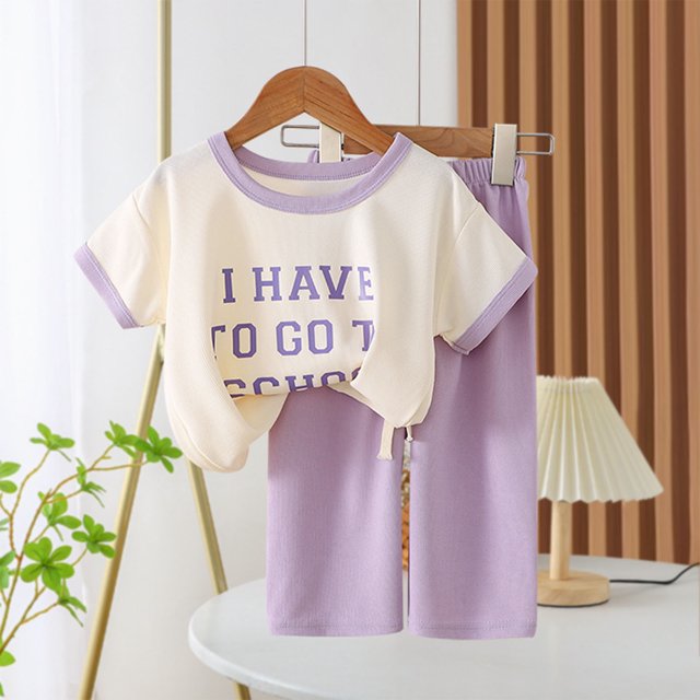 TopLLC Ensembles de Blouses et Chemises à Manches Courtes Col Rond Mode Décontractée pour Filles Hauts à Manches Courtes Col Rond Boutonné Imprimé Ensembles de Pantalons Courts Ensemble Fille