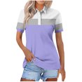 thumbnail image 1 of Yuyuzo Womens Short Sleeve Tops V Neck Work Tee Shirts Dressy Casual Collared Color Block Tunic Tops, 1 of 5