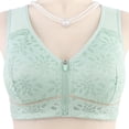 thumbnail image 4 of Sports Bras Women Solid Color Front Closure Wireless Bra With Air-Flow Mesh Thin Design Plus Size Women Bra Green 40, 4 of 6