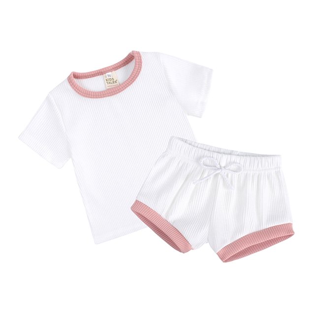 B91xZ Shorts Ensemble pour Garçons T-Shirt à Manches Courtes Imprimé Hauts et Pantalons Ensembles 2 Pcs, Rouge Melon D\'eau 2-3 Ans