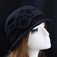 thumbnail image 4 of Vintage Women Wool Church Cloche Flapper Hat Lady Bucket Winter Flower Cap, 4 of 8