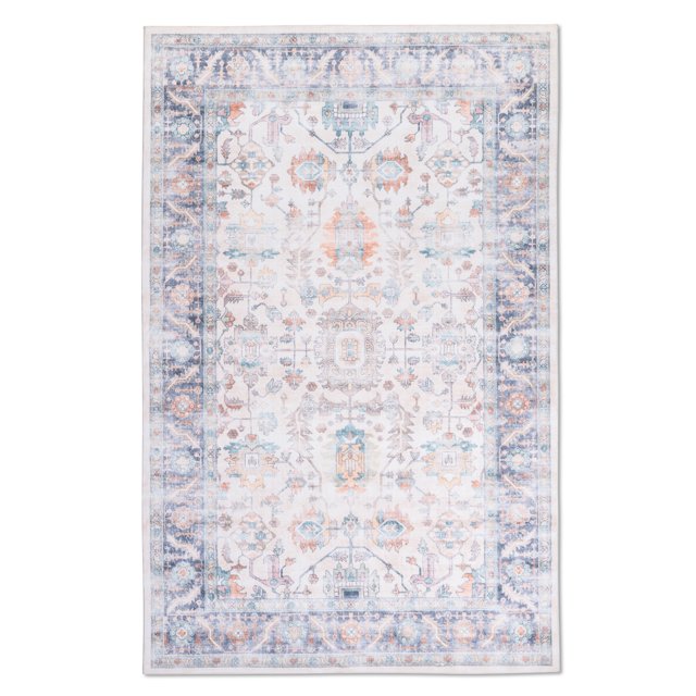 Ultra Soft Touch Durable Transitional Ivory Blue Orange Indoor Area Rug Carpet for Living Room, Bedroom, Kids Room, Hallway and Dining Room