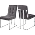 thumbnail image 1 of Meridian Furniture Alexis Velvet Dining Chair in Gray (Set of 2), 1 of 7