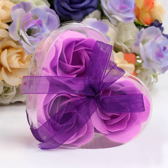 Vrorvz 3 Pack Scented Rose Flower Soap Set Suit for Weddings and Parties High Grade Bath and Body Gift Includes 9 Scented Soap Roses in Heart Shaped Box Suit for Hand Wash